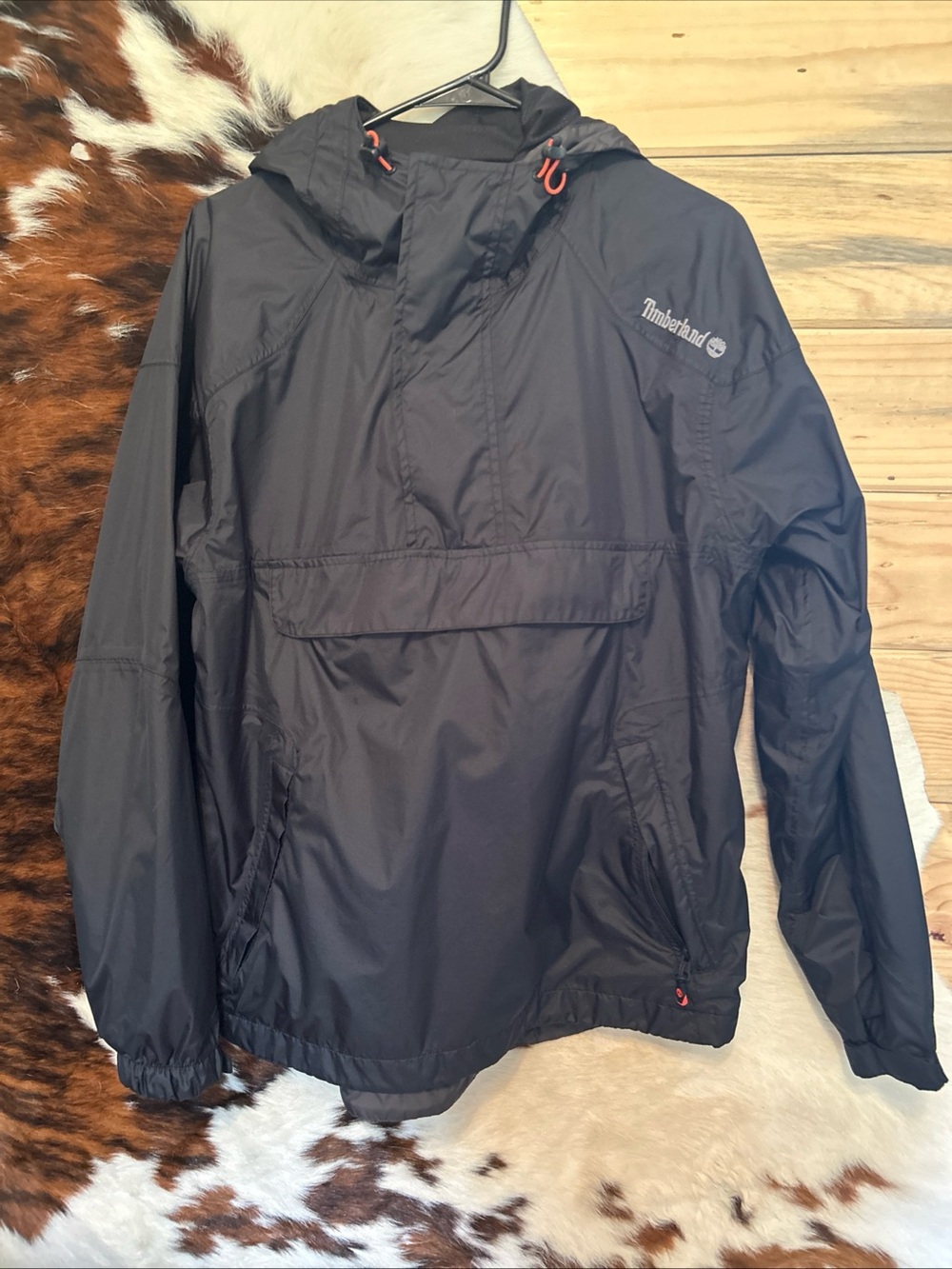 TIMBERLAND Jacket Mens M Medium Black Waterproof Rain Coat Hooded